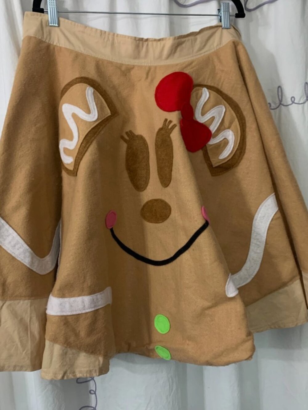 Disney Christmas Skirt Holiday Minnie Mouse Gingerbread Custom Handmade XL